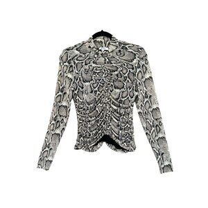 AFRM Mock Neck Mesh Snakeskin Top